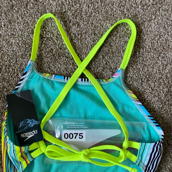 Speedo Women's Printed Tie Back One Piece Training Swimsuit. Sz. 6/32. #0075 - Picture 6 of 10